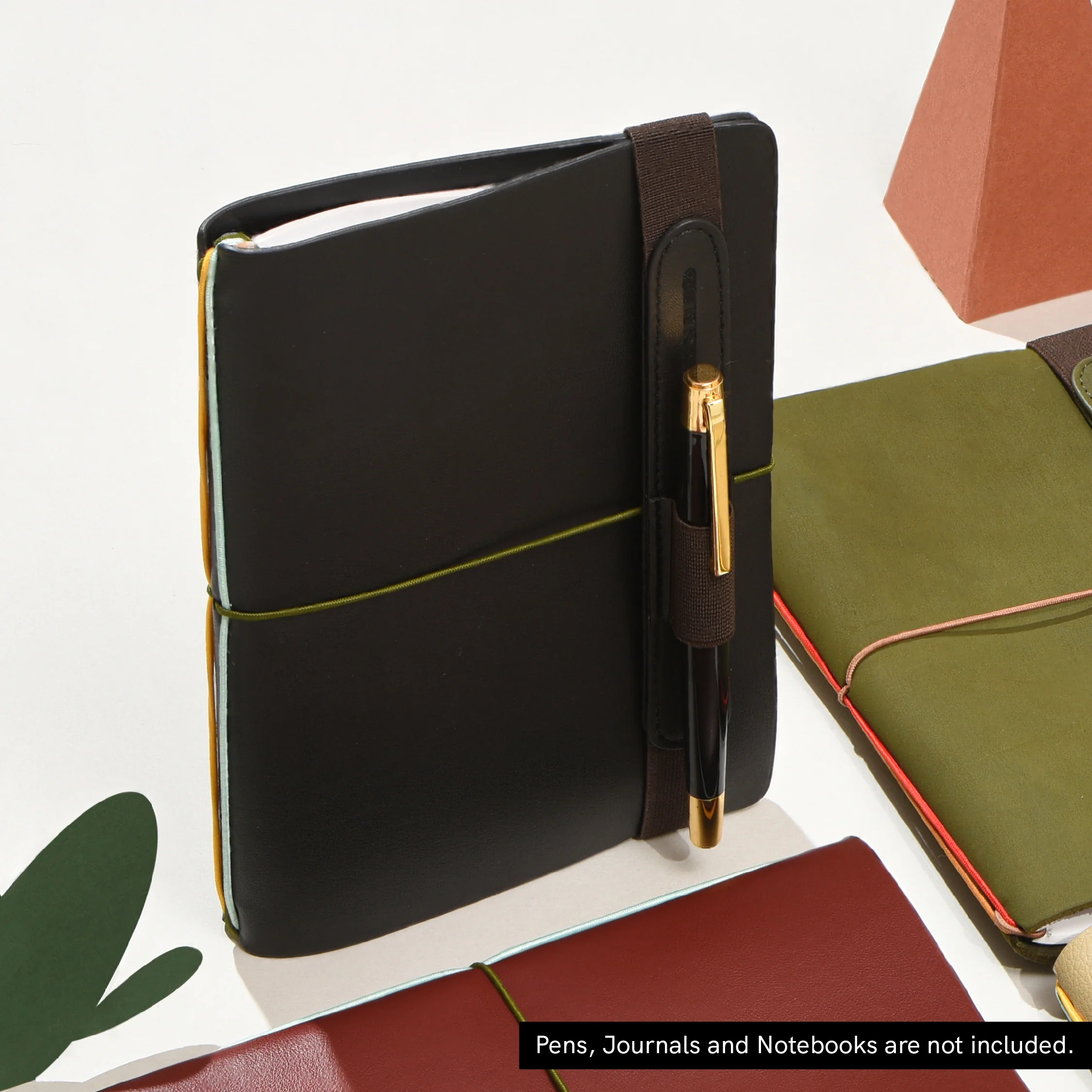 Open -Type Cactus Leather Pen Loop - Black - Image 3