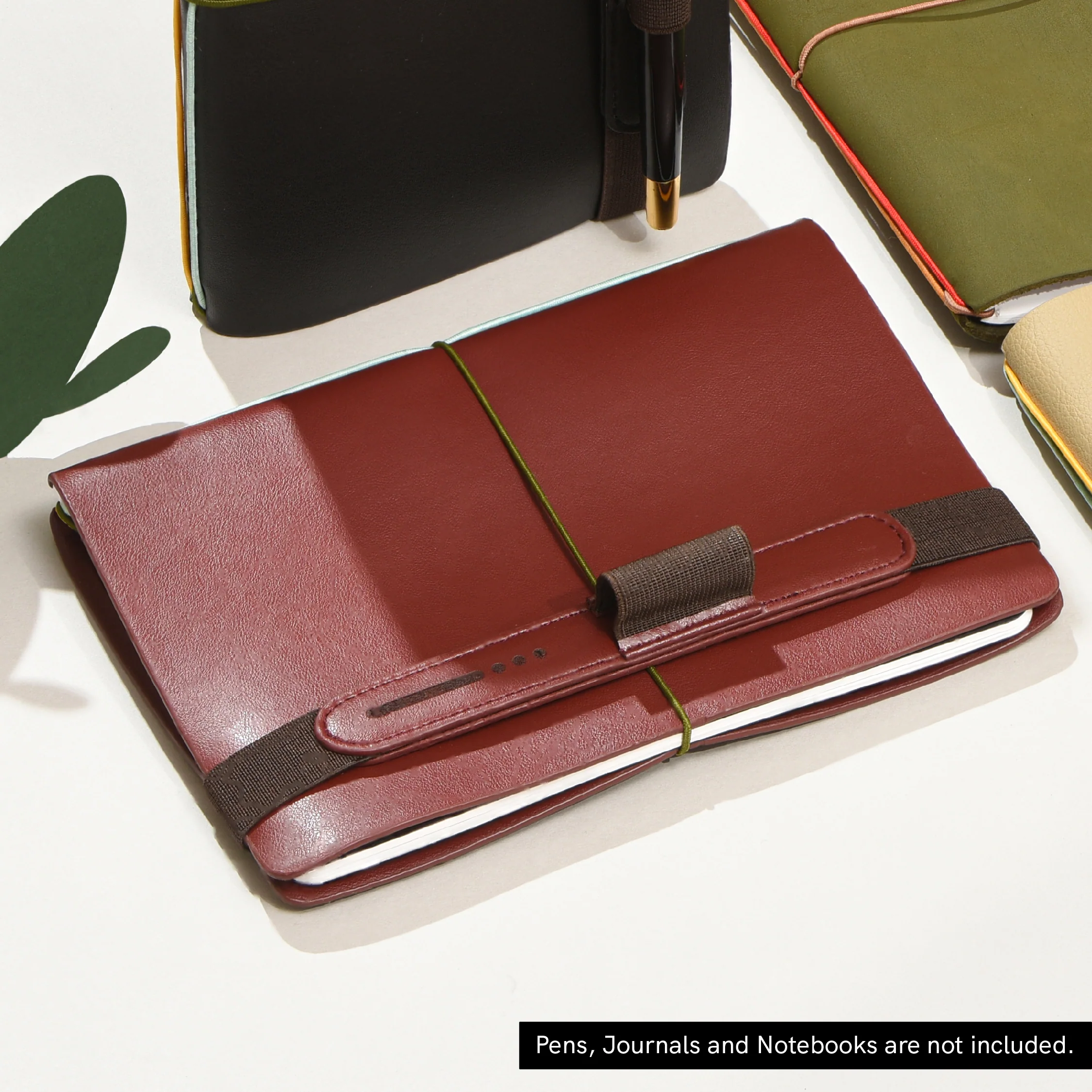 Open-Type Cactus Leather Pen Loop-Maroon - Image 3